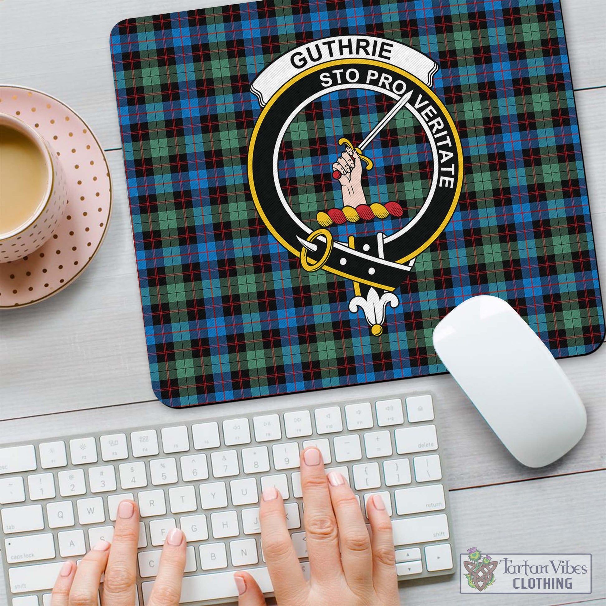 Tartan Vibes Clothing Guthrie Ancient Tartan Mouse Pad with Family Crest