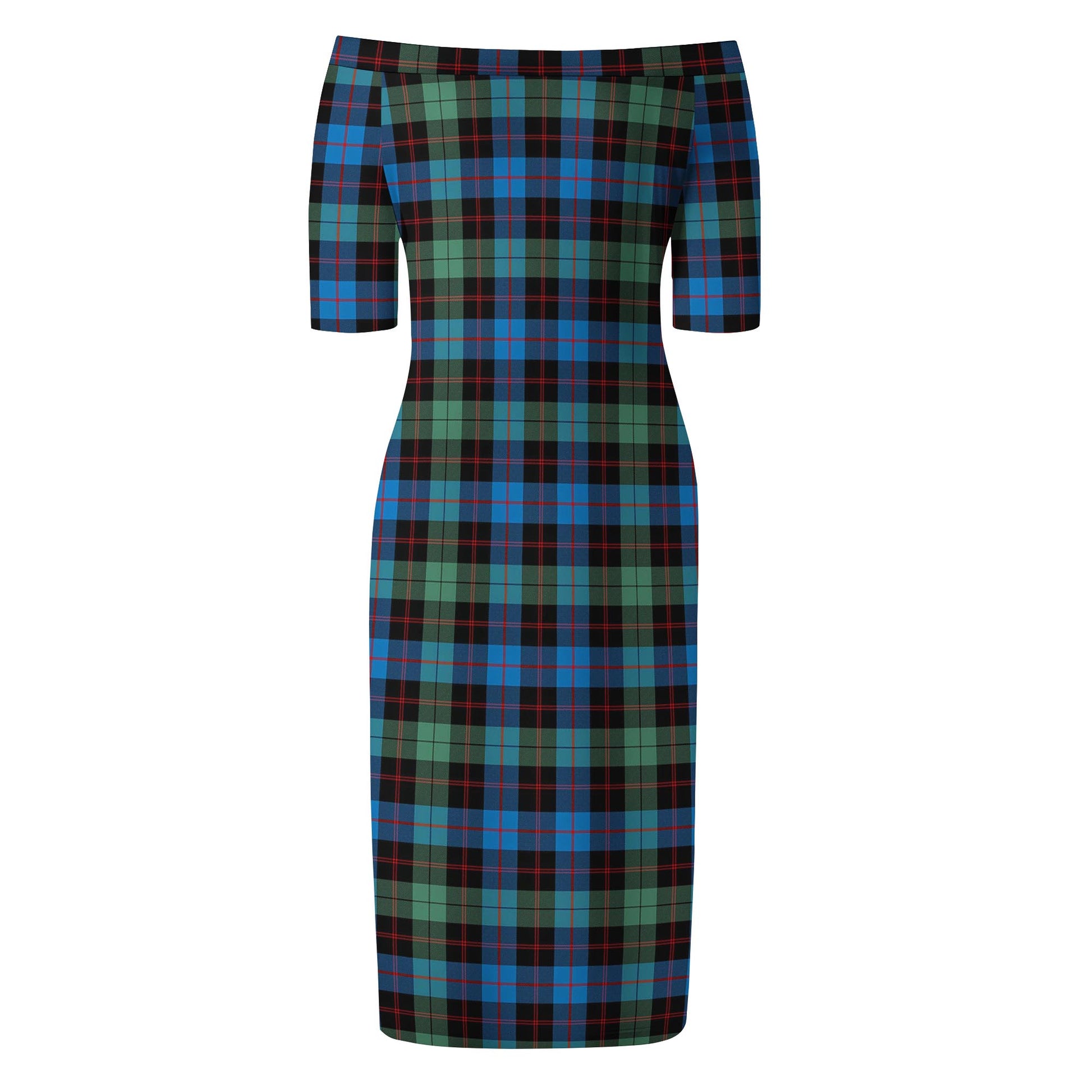 Guthrie Ancient Tartan Off Shoulder Lady Dress - Tartanvibesclothing