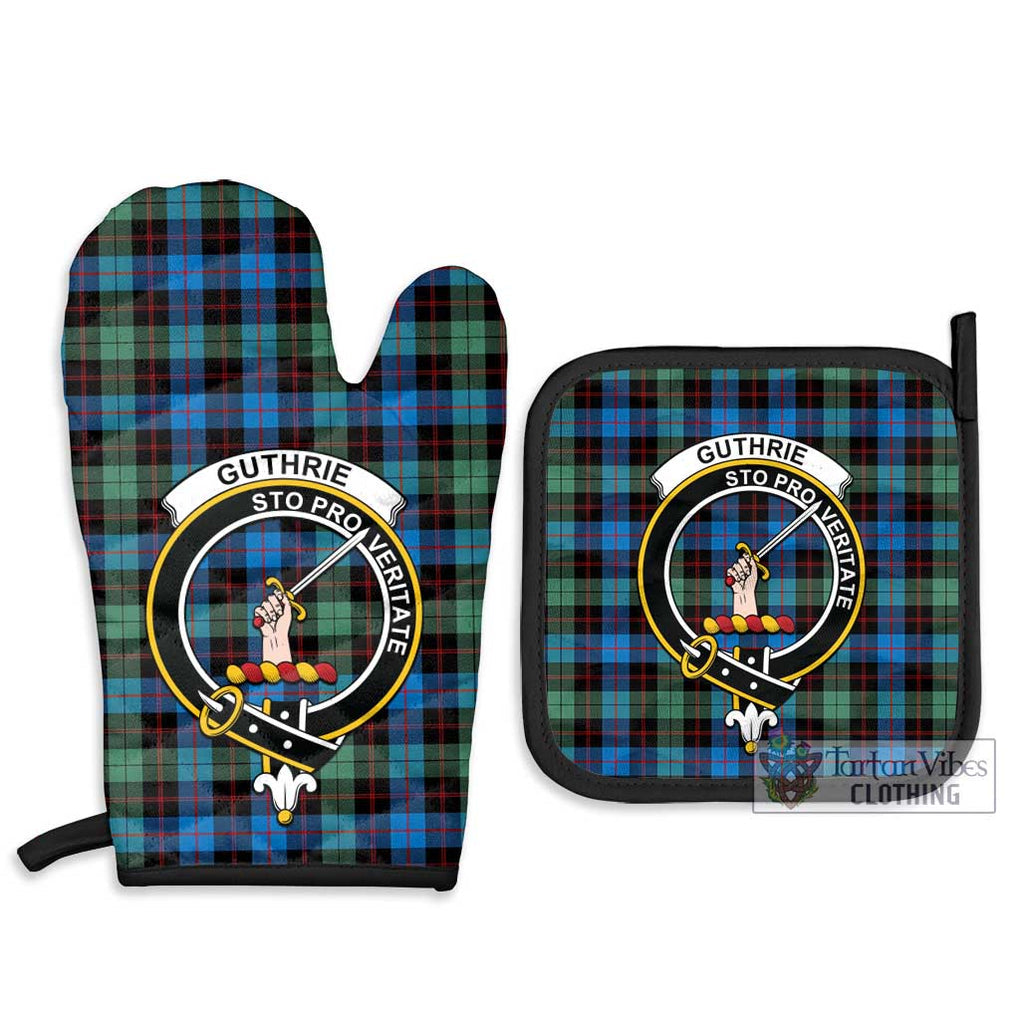 Guthrie Ancient Tartan Combo Oven Mitt & Pot-Holder with Family Crest Combo 1 Oven Mitt & 2 Pot-Holder Black - Tartan Vibes Clothing