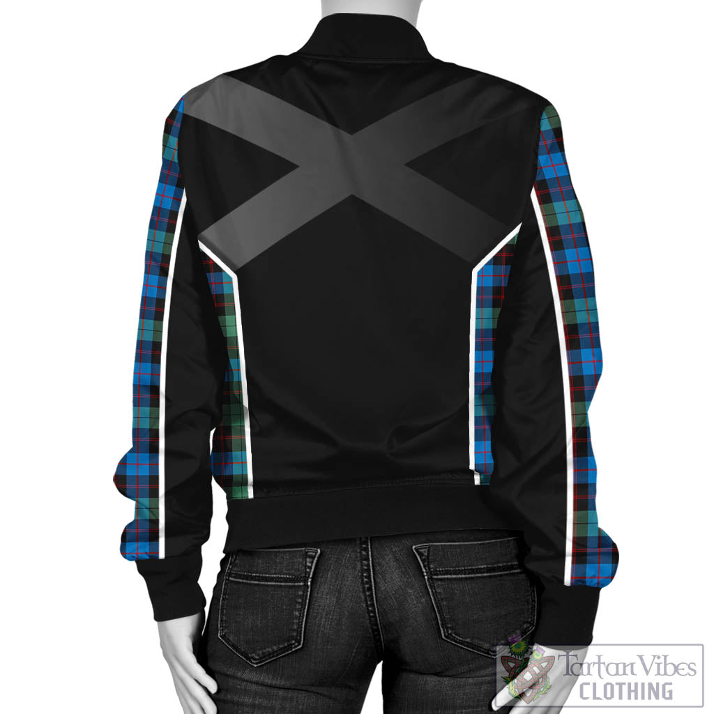 Tartan Vibes Clothing Guthrie Ancient Tartan Bomber Jacket with Family Crest and Scottish Thistle Vibes Sport Style