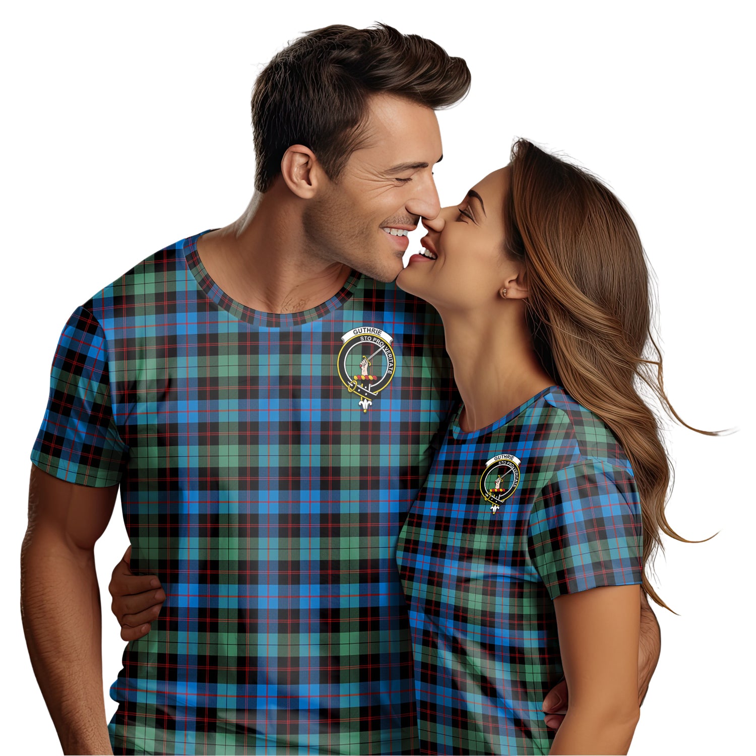 Guthrie Ancient Tartan T-Shirt with Family Crest - Tartan Vibes Clothing