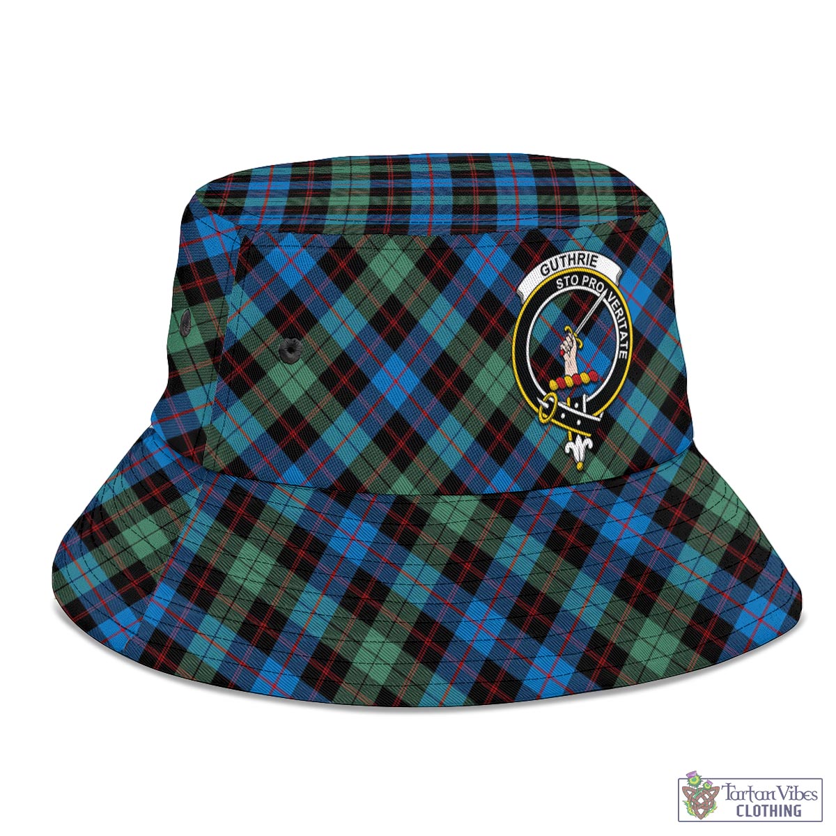 Tartan Vibes Clothing Guthrie Ancient Tartan Bucket Hat with Family Crest