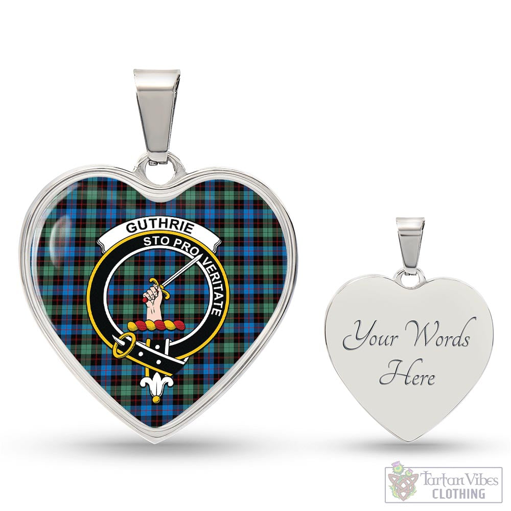 Tartan Vibes Clothing Guthrie Ancient Tartan Heart Necklace with Family Crest