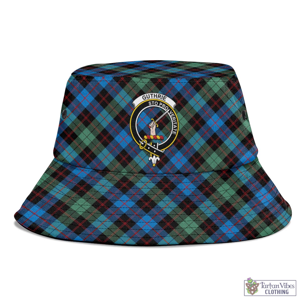 Tartan Vibes Clothing Guthrie Ancient Tartan Bucket Hat with Family Crest