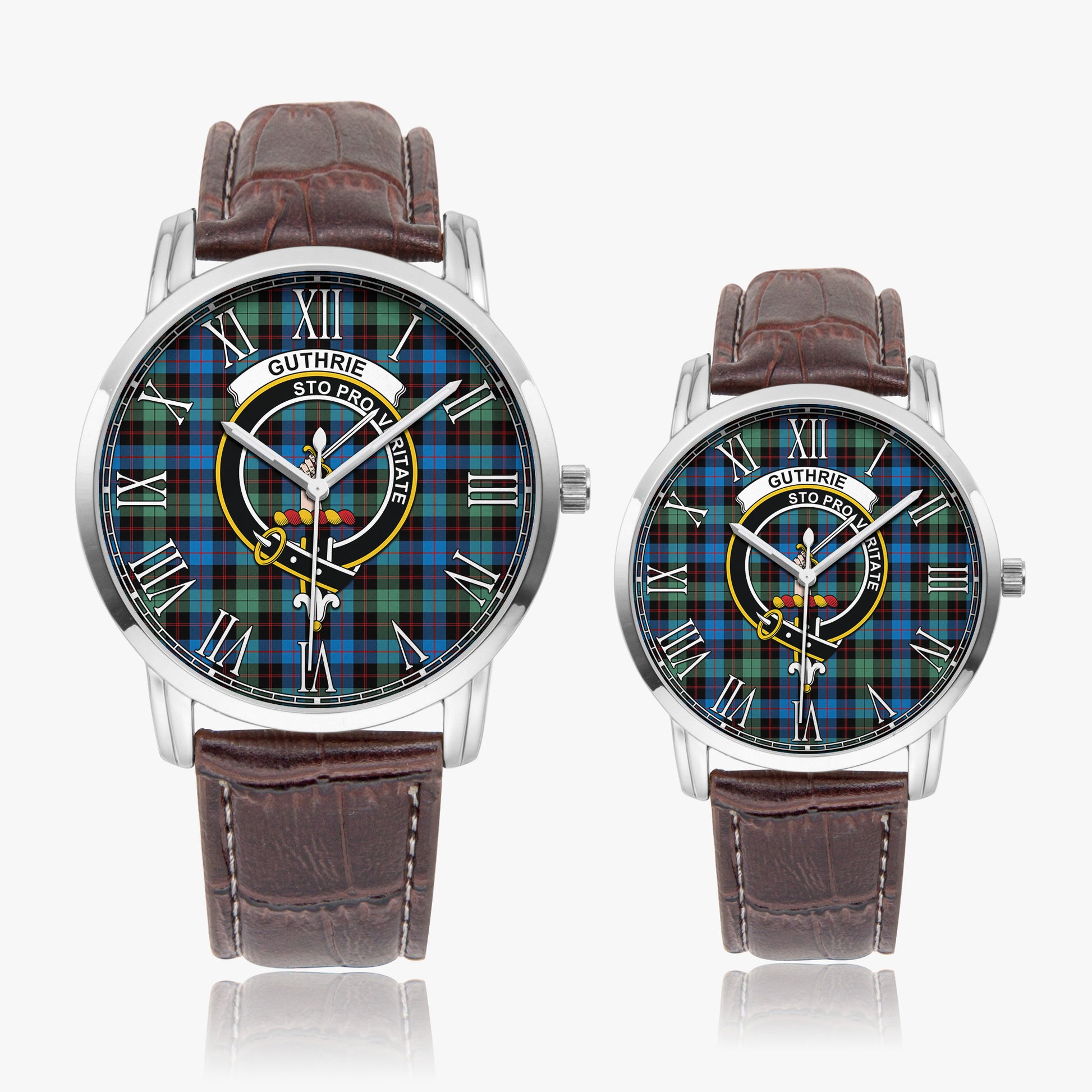 Guthrie Ancient Tartan Family Crest Leather Strap Quartz Watch - Tartanvibesclothing