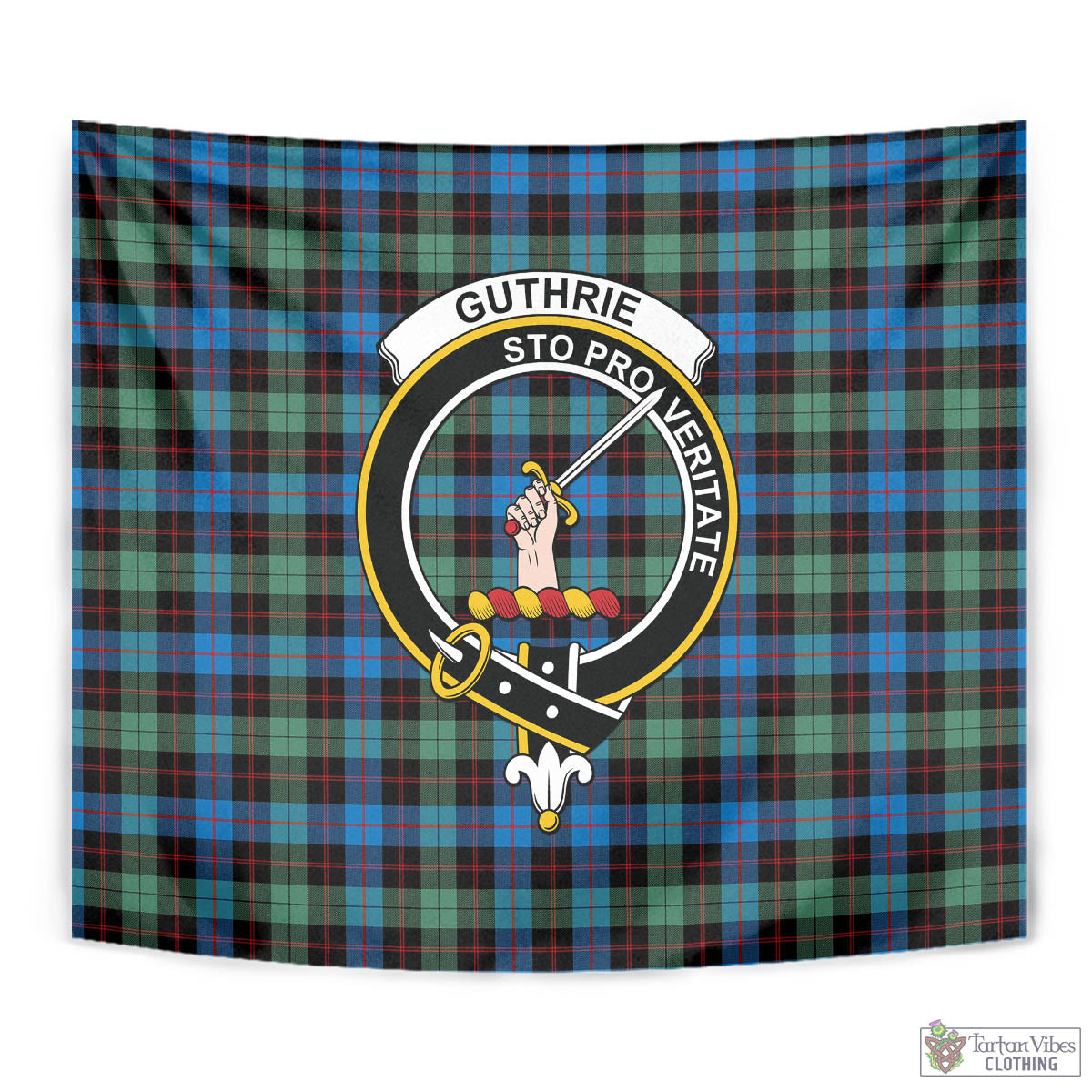 Tartan Vibes Clothing Guthrie Ancient Tartan Tapestry Wall Hanging and Home Decor for Room with Family Crest