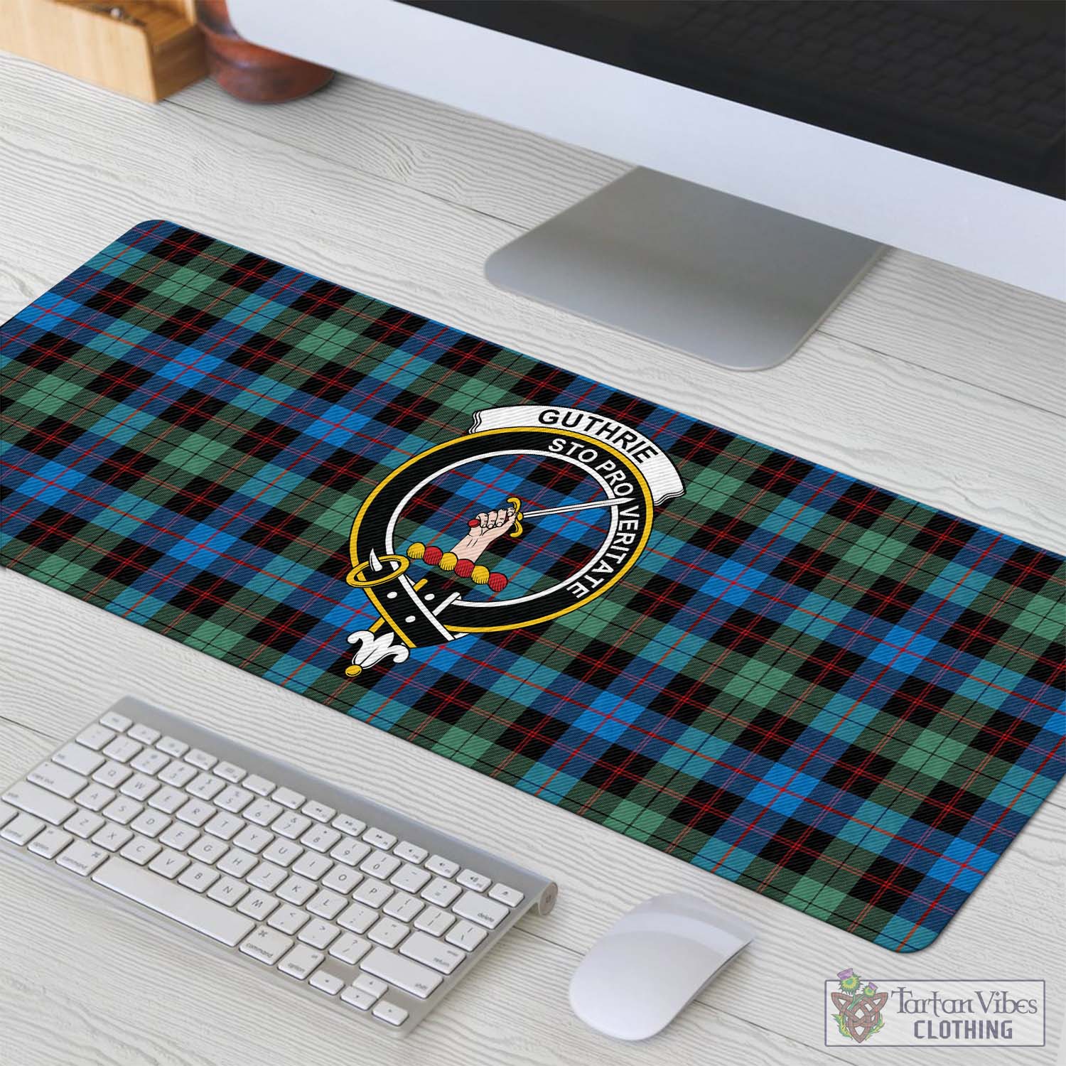 Tartan Vibes Clothing Guthrie Ancient Tartan Mouse Pad with Family Crest