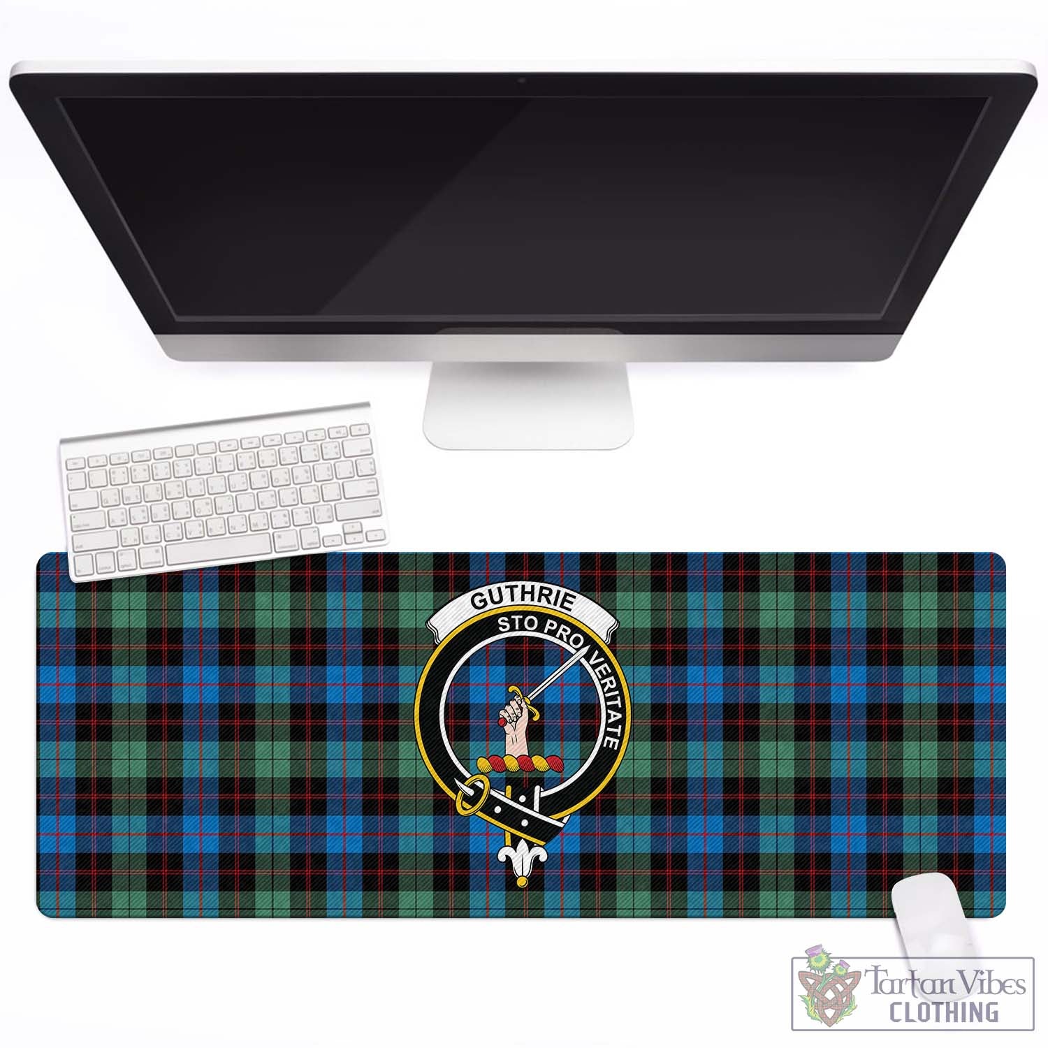 Tartan Vibes Clothing Guthrie Ancient Tartan Mouse Pad with Family Crest