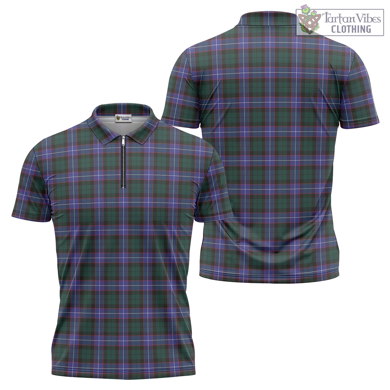 Tartan Vibes Clothing Guthrie Modern Tartan Zipper Polo Shirt