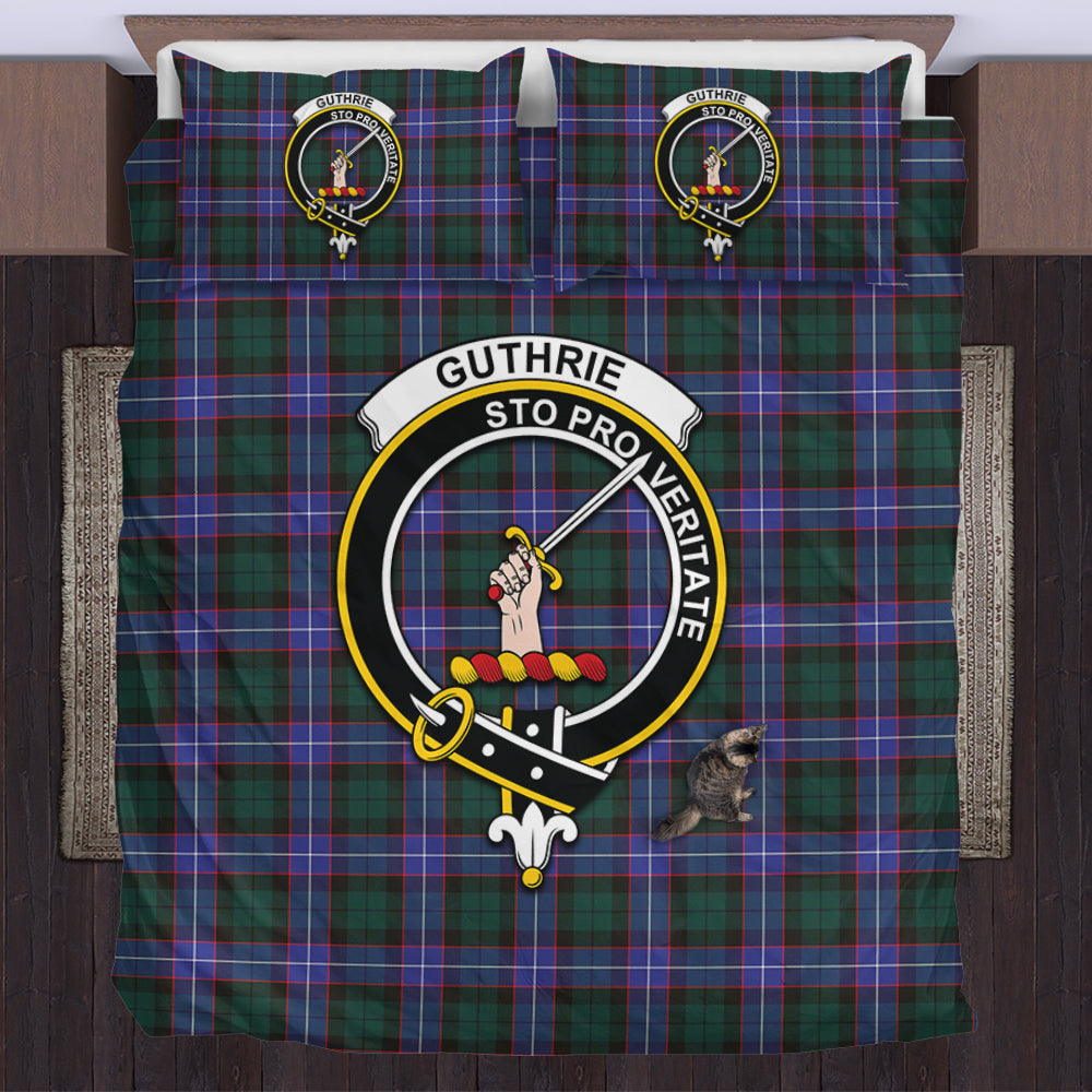 Guthrie Modern Tartan Bedding Set with Family Crest US Bedding Set - Tartan Vibes Clothing