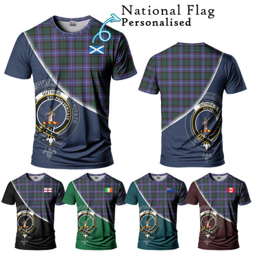 Guthrie Modern Tartan T-Shirt with Personalised National Flag and Family Crest Half Style