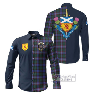 Guthrie Modern Tartan Long Sleeve Button Shirt Alba with Scottish Lion Royal Arm Half Style