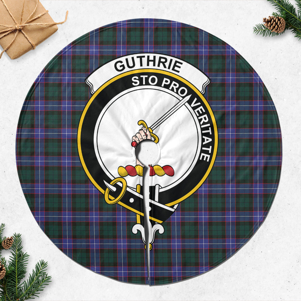 Guthrie Modern Tartan Christmas Tree Skirt with Family Crest - Tartanvibesclothing