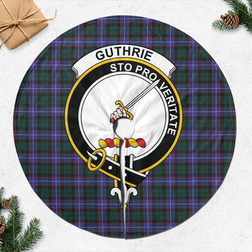 Guthrie Modern Tartan Christmas Tree Skirt with Family Crest