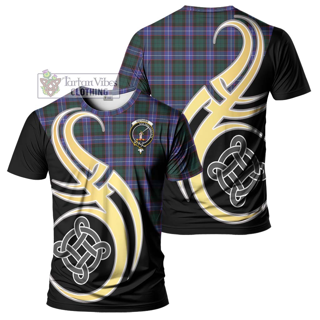 Tartan Vibes Clothing Guthrie Modern Tartan T-Shirt with Family Crest and Celtic Symbol Style