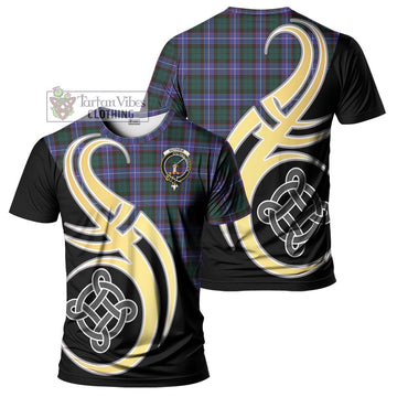 Guthrie Modern Tartan T-Shirt with Family Crest and Celtic Symbol Style