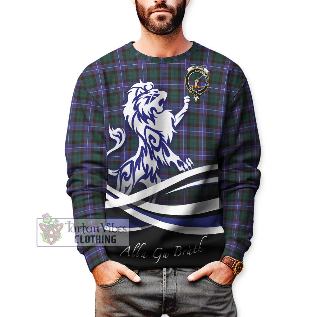 Guthrie Modern Tartan Sweatshirt with Alba Gu Brath Regal Lion Emblem Unisex - Tartanvibesclothing Shop