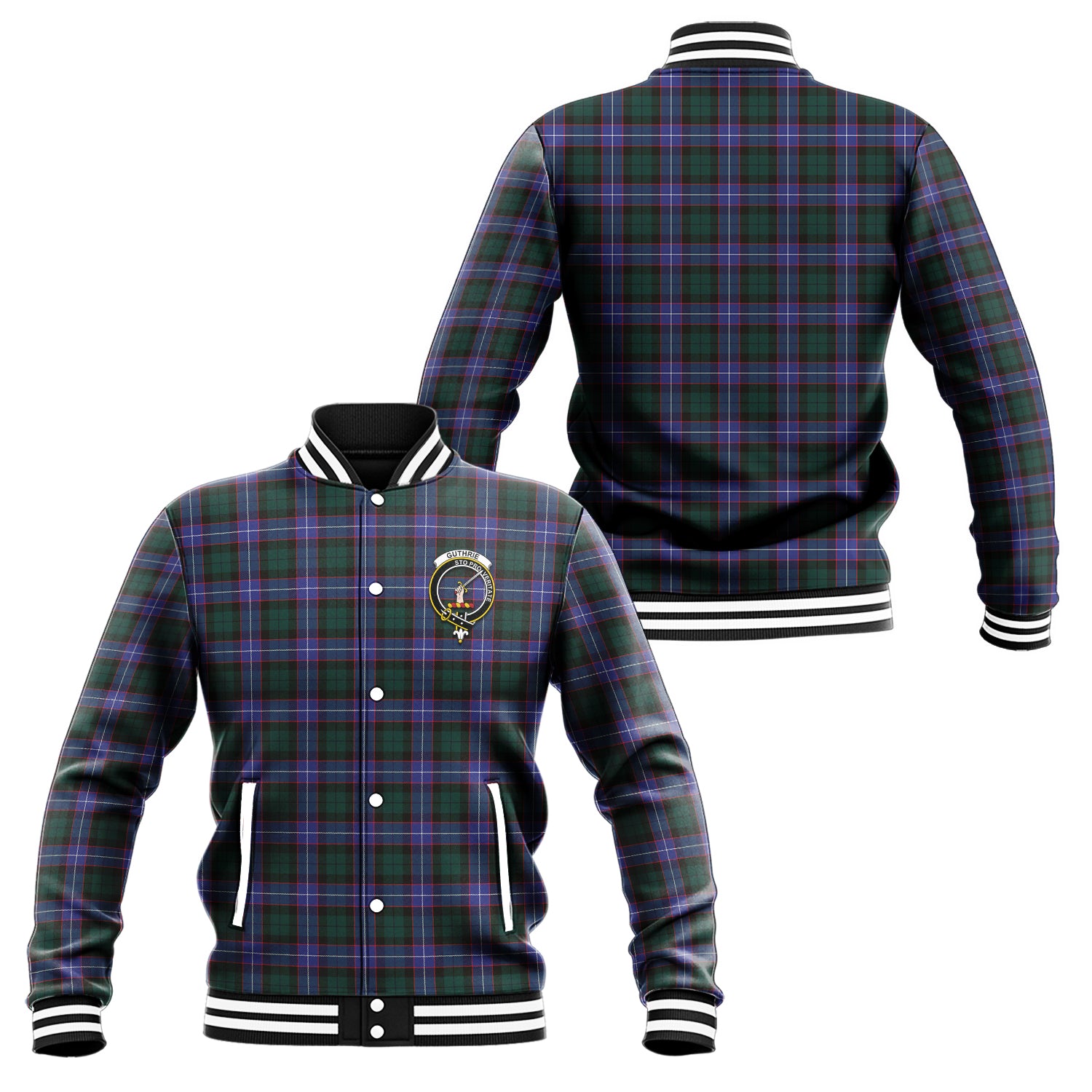 Guthrie Modern Tartan Baseball Jacket with Family Crest Unisex - Tartan Vibes Clothing