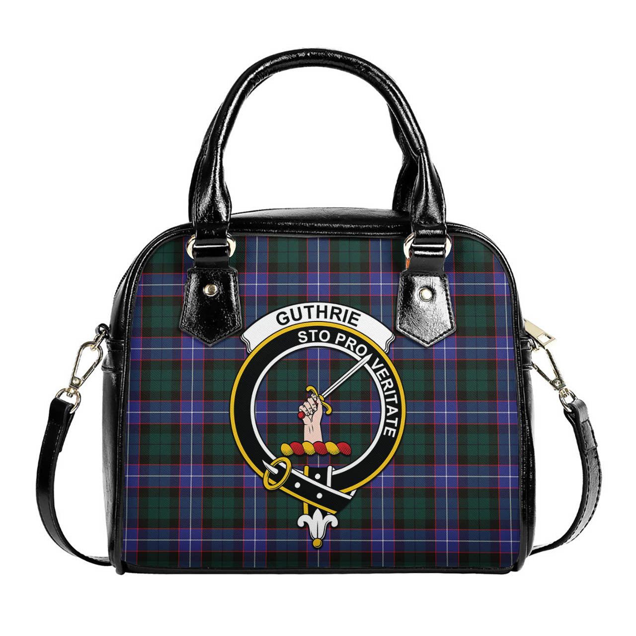 Guthrie Modern Tartan Shoulder Handbags with Family Crest One Size 6*25*22 cm - Tartanvibesclothing