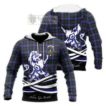 Guthrie Modern Tartan Knitted Hoodie with Alba Gu Brath Regal Lion Emblem