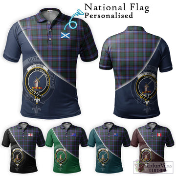 Guthrie Modern Tartan Polo Shirt with Personalised National Flag and Family Crest Half Style