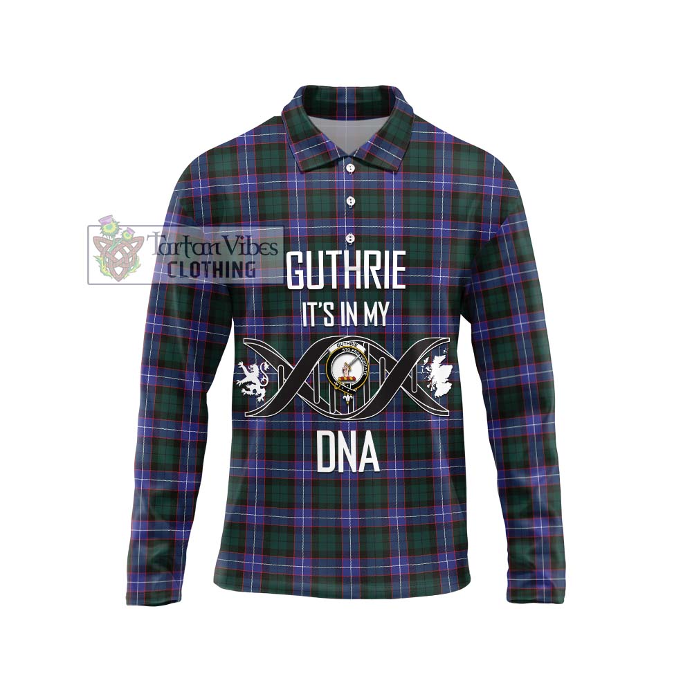 Guthrie Modern Tartan Long Sleeve Polo Shirt with Family Crest DNA In Me Style Unisex - Tartanvibesclothing Shop