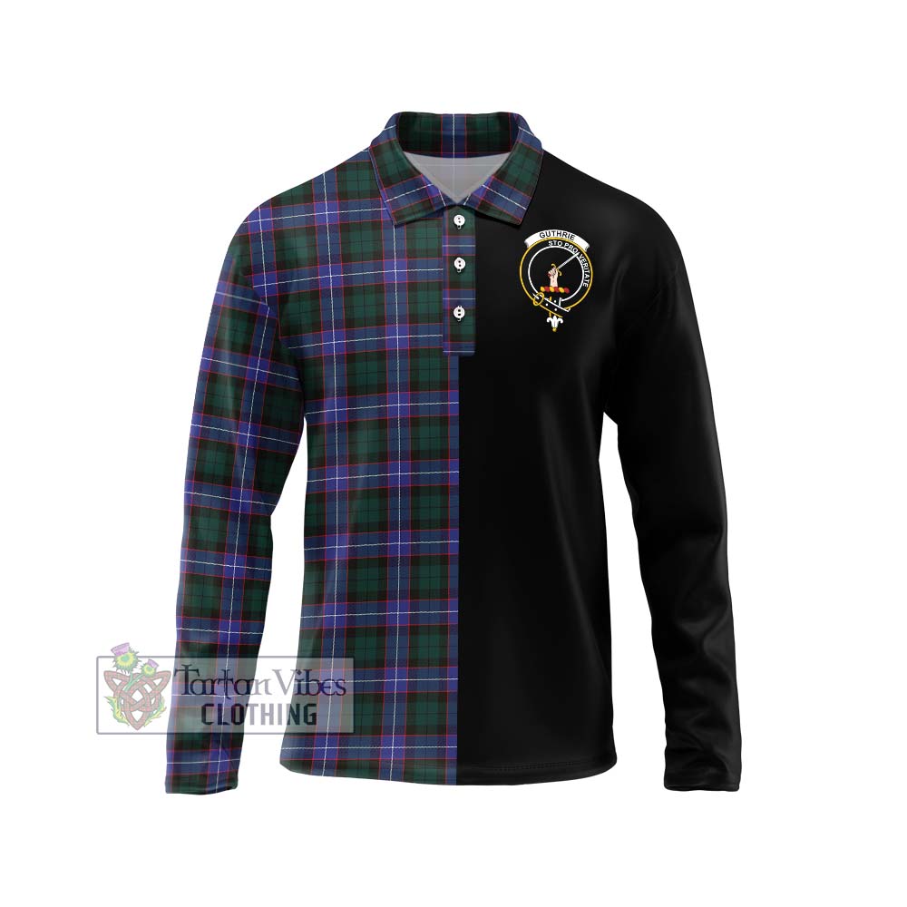 Guthrie Modern Tartan Long Sleeve Polo Shirt with Family Crest and Half Of Me Style Unisex - Tartanvibesclothing Shop