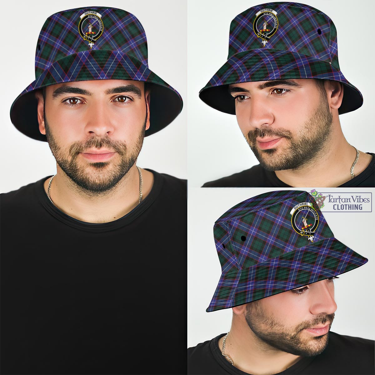 Tartan Vibes Clothing Guthrie Modern Tartan Bucket Hat with Family Crest