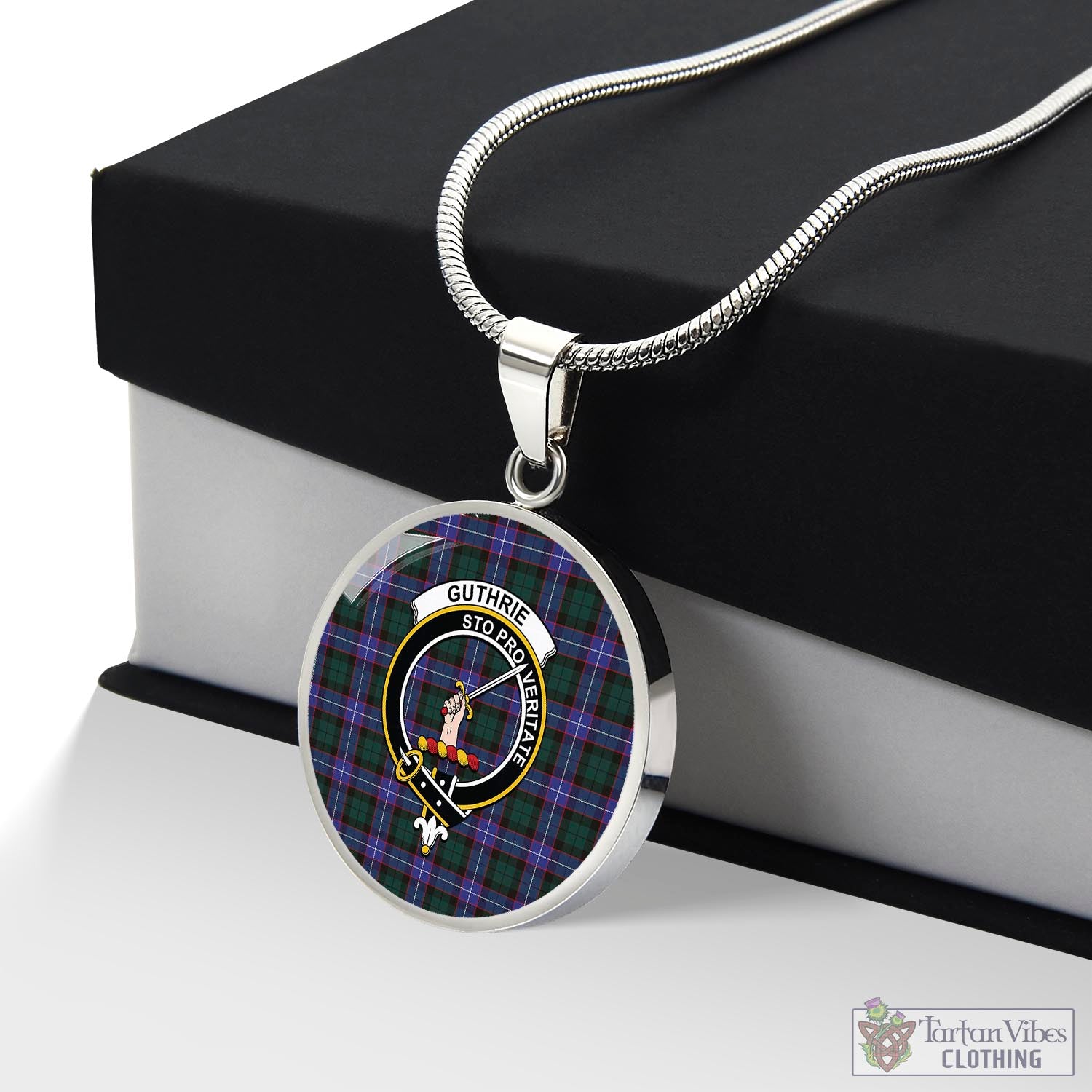 Tartan Vibes Clothing Guthrie Modern Tartan Circle Necklace with Family Crest