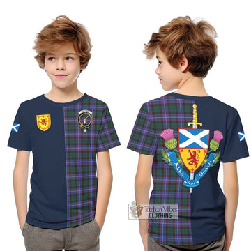 Guthrie Modern Tartan Kid T-Shirt Alba with Scottish Lion Royal Arm Half Style