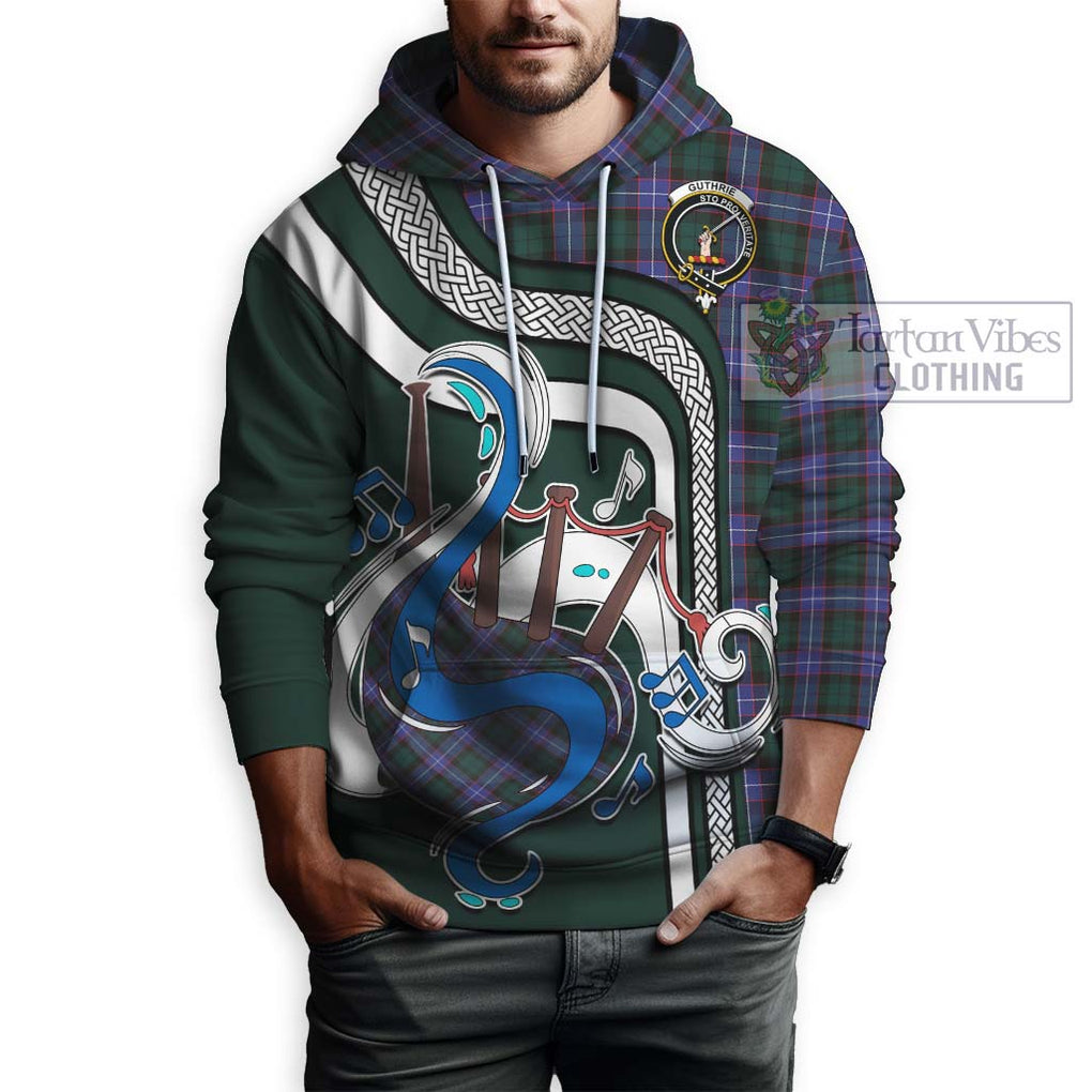 Guthrie Modern Tartan Hoodie with Epic Bagpipe Style Zip Hoodie - Tartanvibesclothing Shop