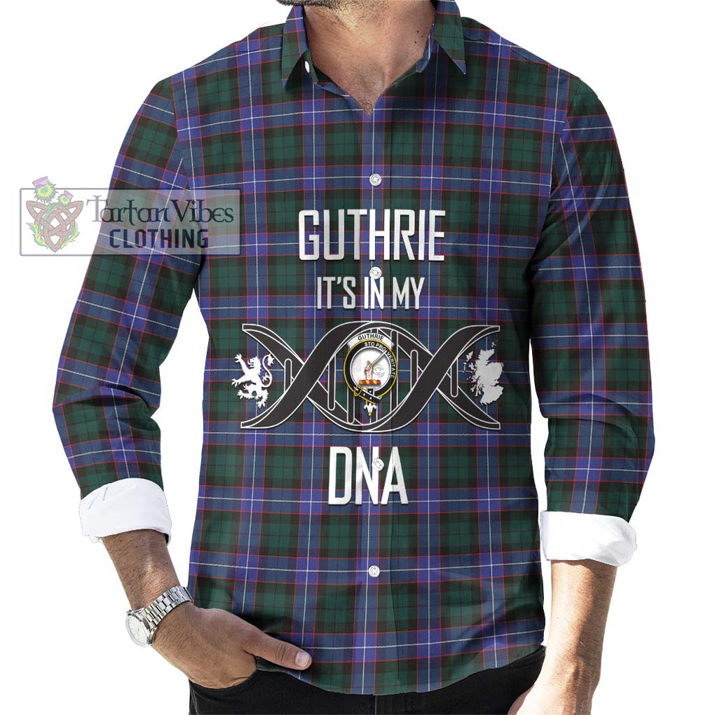 Guthrie Modern Tartan Long Sleeve Button Shirt with Family Crest DNA In Me Style Men's Shirt S - Tartanvibesclothing Shop