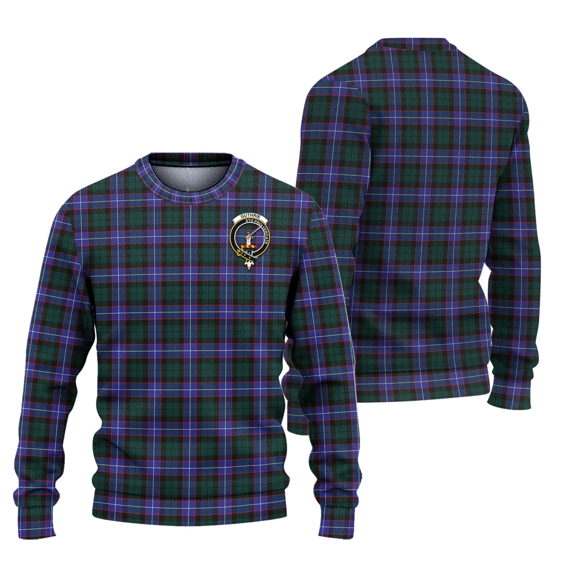 Guthrie Modern Tartan Knitted Sweater with Family Crest Unisex - Tartanvibesclothing