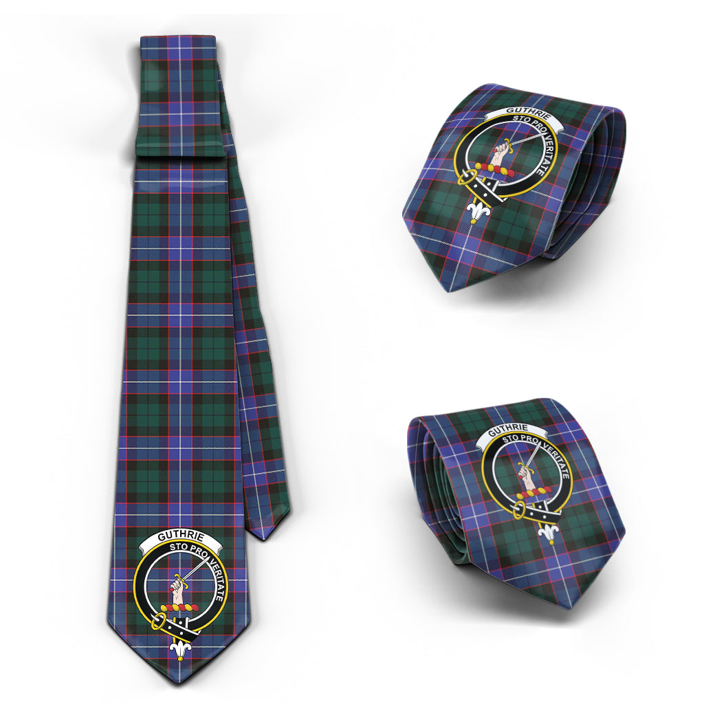 Guthrie Modern Tartan Classic Necktie with Family Crest Necktie One Size - Tartan Vibes Clothing