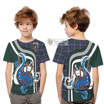 Guthrie Modern Tartan Kid T-Shirt with Epic Bagpipe Style