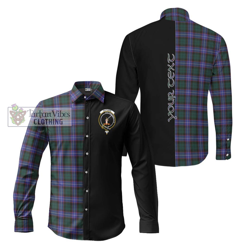 Guthrie Modern Tartan Long Sleeve Button Shirt with Family Crest and Half Of Me Style Men's Shirt S - Tartanvibesclothing Shop