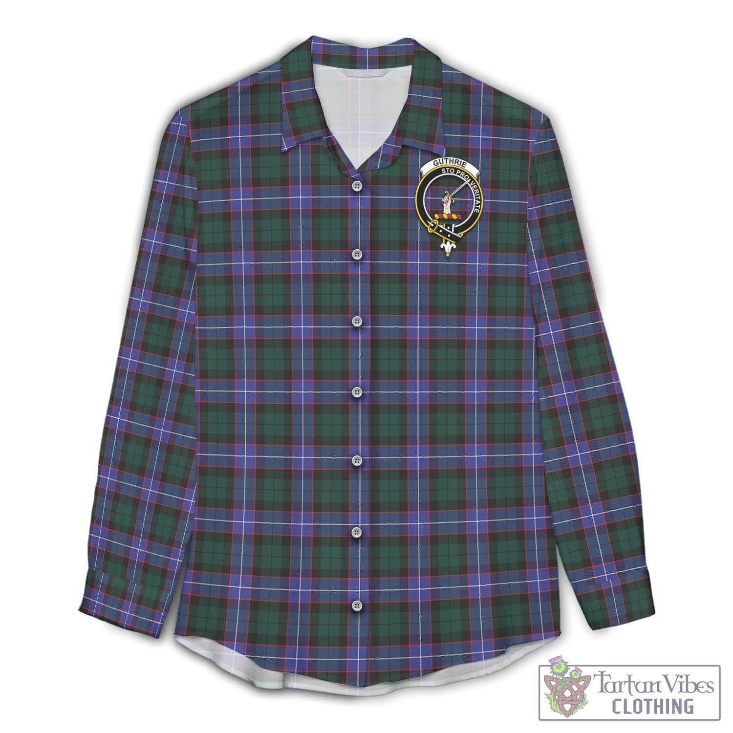 Tartan Vibes Clothing Guthrie Modern Tartan Womens Casual Shirt with Family Crest