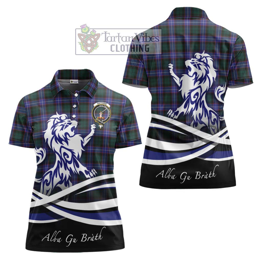 Guthrie Modern Tartan Women's Polo Shirt with Alba Gu Brath Regal Lion Emblem Women - Tartanvibesclothing Shop