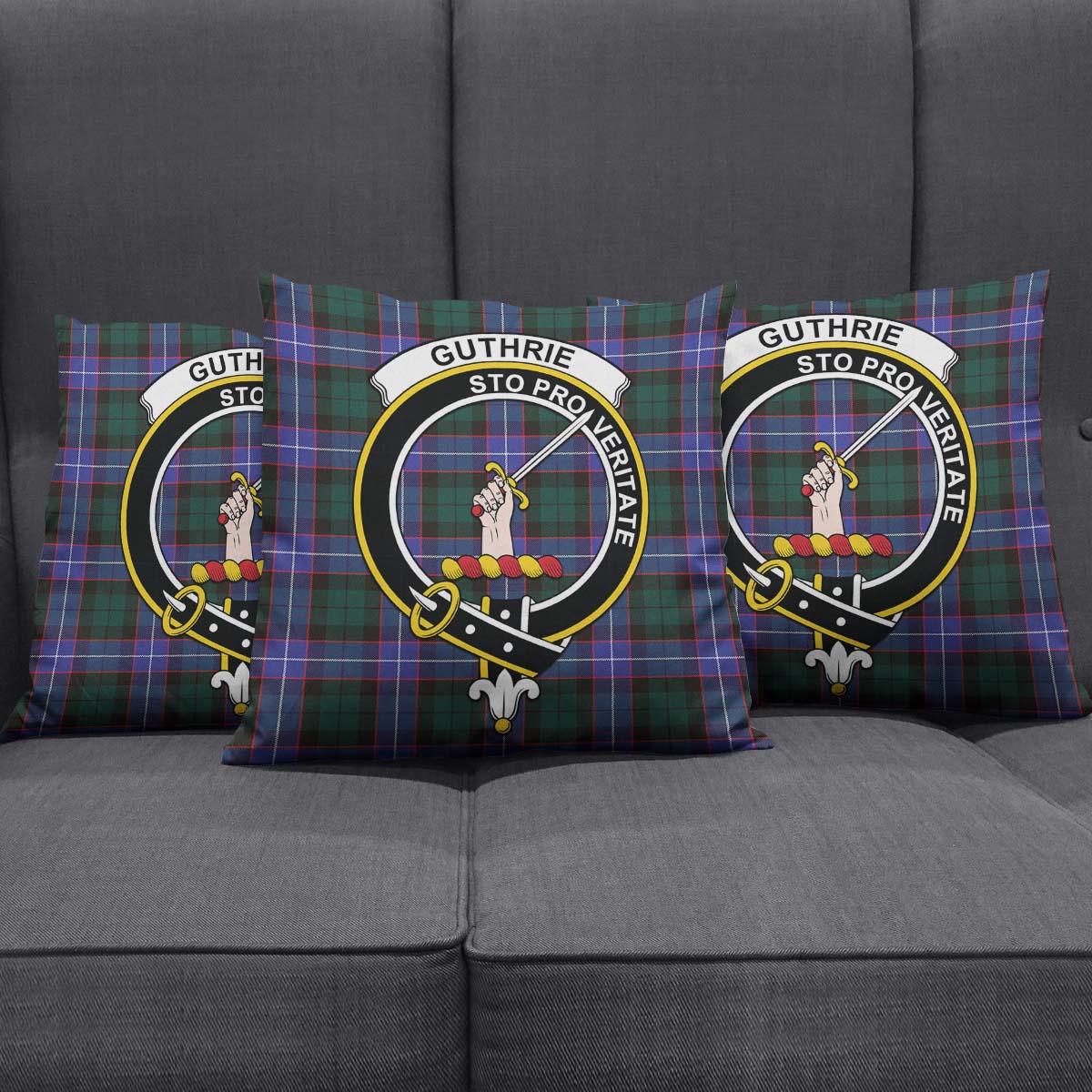 Guthrie Modern Tartan Pillow Cover with Family Crest Square Pillow Cover - Tartanvibesclothing