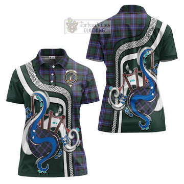 Guthrie Modern Tartan Women's Polo Shirt with Epic Bagpipe Style