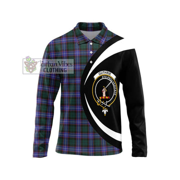 Guthrie Modern Tartan Long Sleeve Polo Shirt with Family Crest Circle Style