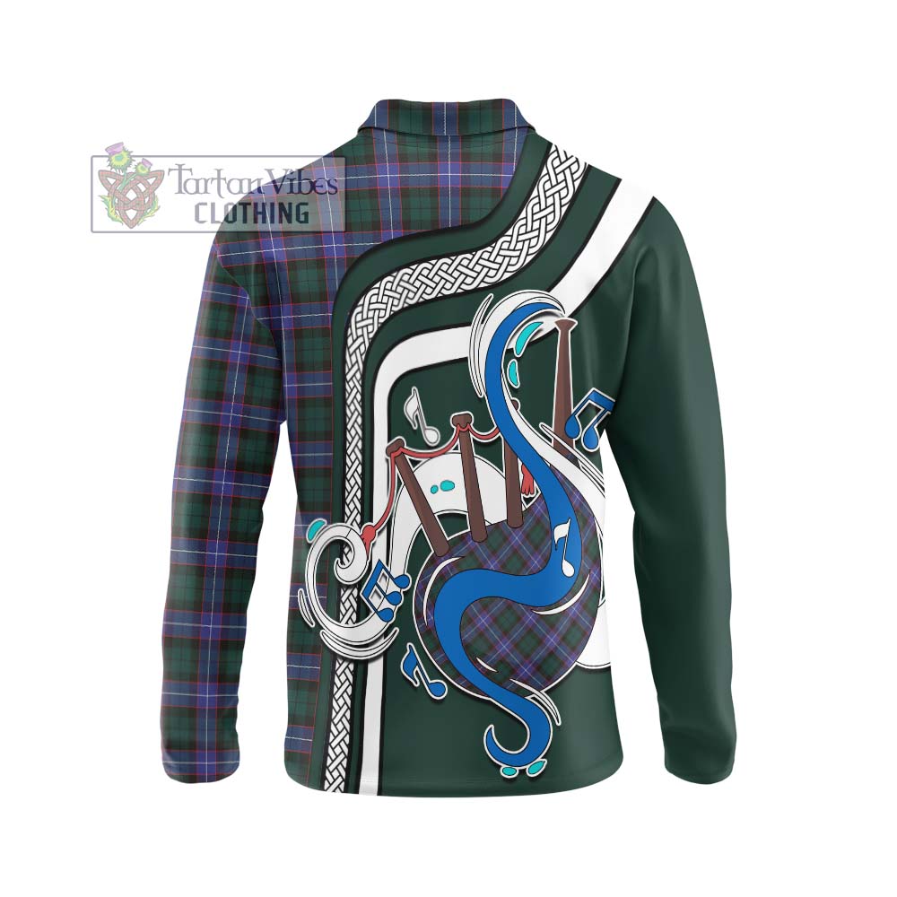 Tartan Vibes Clothing Guthrie Modern Tartan Long Sleeve Polo Shirt with Epic Bagpipe Style