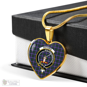 Guthrie Modern Tartan Heart Necklace with Family Crest