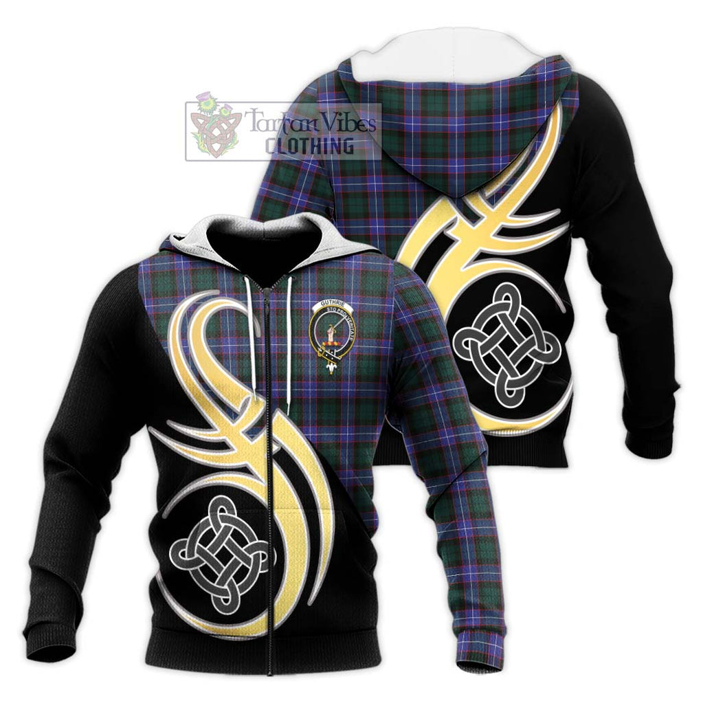 Guthrie Modern Tartan Knitted Hoodie with Family Crest and Celtic Symbol Style Unisex Knitted Zip Hoodie - Tartan Vibes Clothing