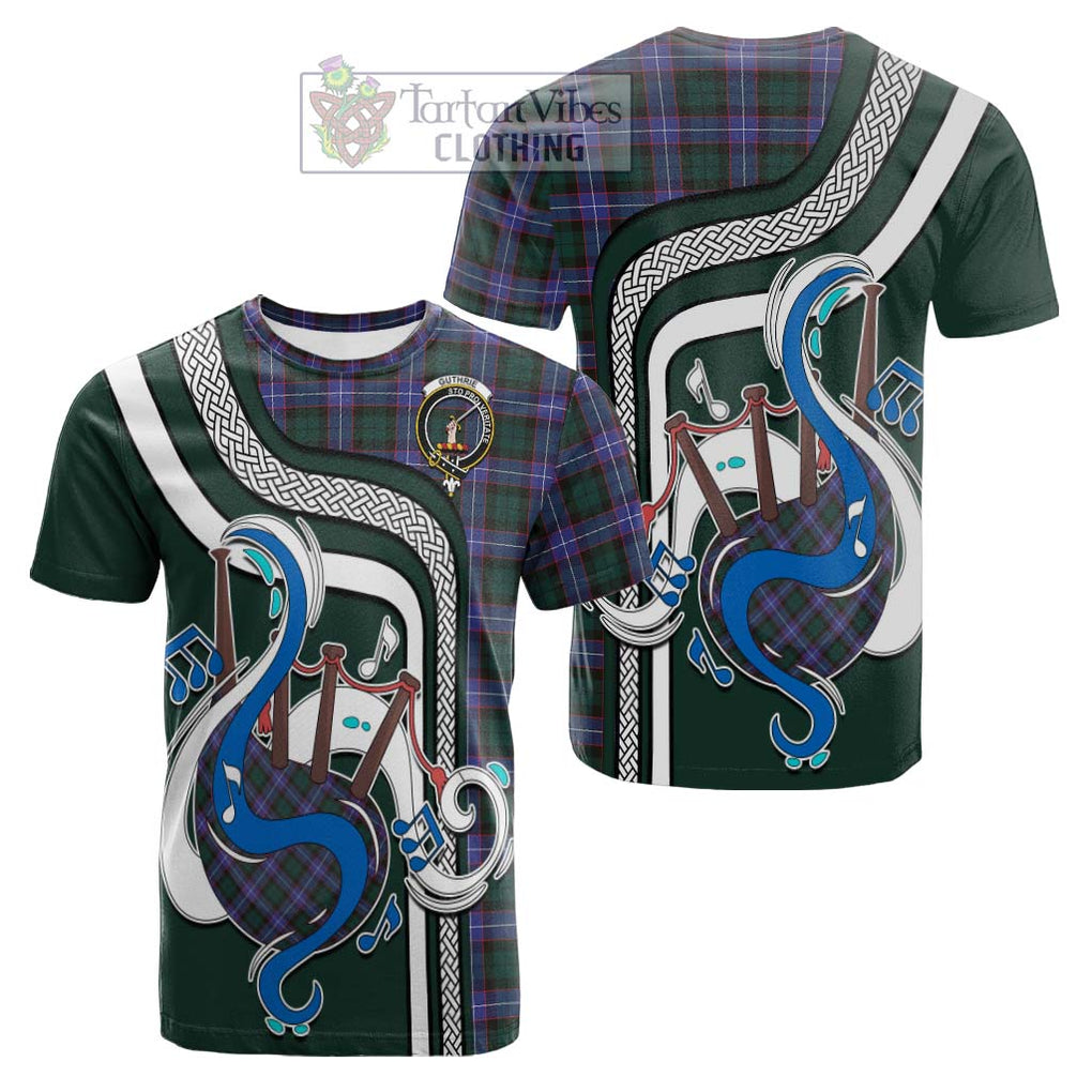 Tartan Vibes Clothing Guthrie Modern Tartan Cotton T-shirt with Epic Bagpipe Style