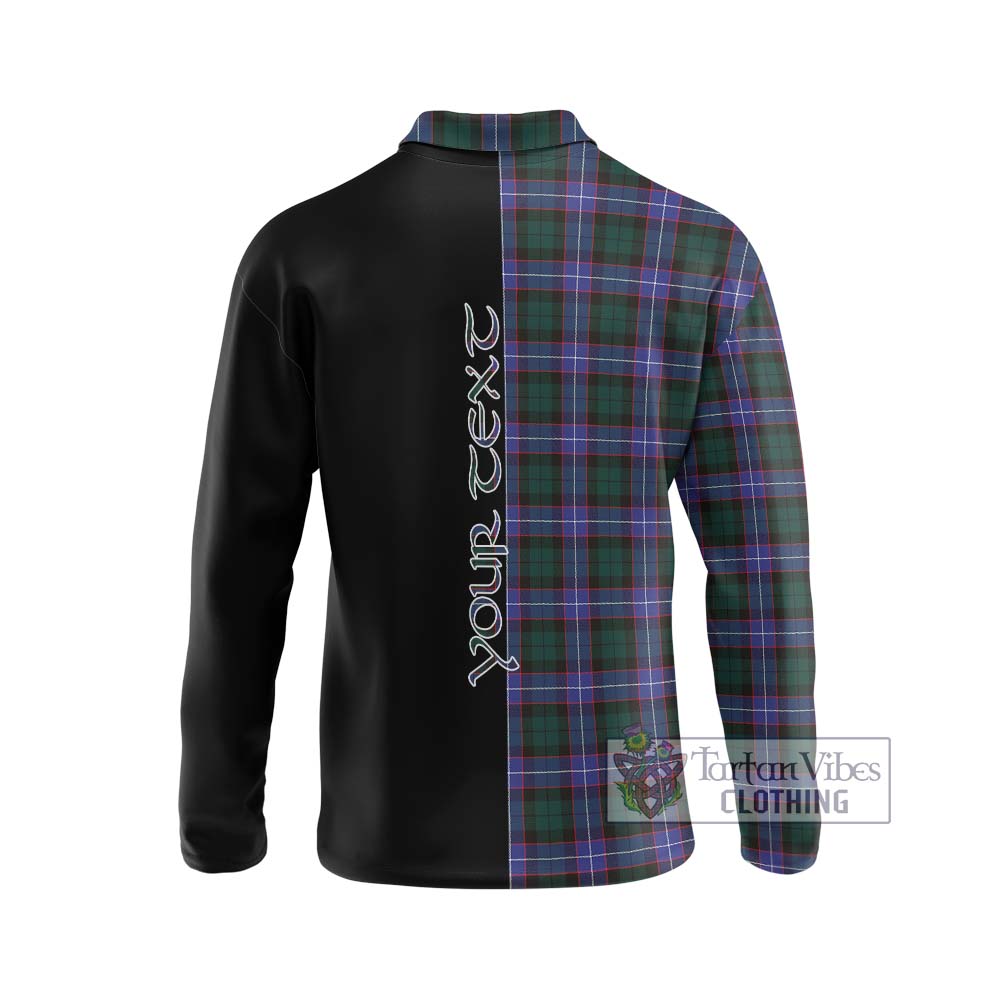 Guthrie Modern Tartan Long Sleeve Polo Shirt with Family Crest and Half Of Me Style - Tartanvibesclothing Shop