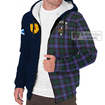 Guthrie Modern Tartan Sherpa Hoodie Alba with Scottish Lion Royal Arm Half Style