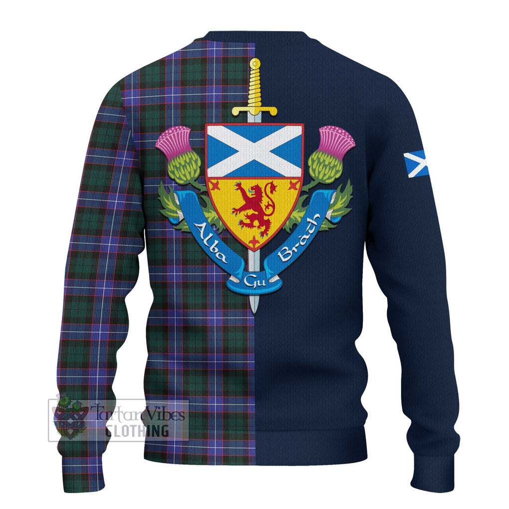 Tartan Vibes Clothing Guthrie Modern Tartan Knitted Sweater with Scottish Lion Royal Arm Half Style