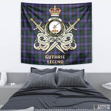 Guthrie Modern Tartan Tapestry with Clan Crest and the Golden Sword of Courageous Legacy