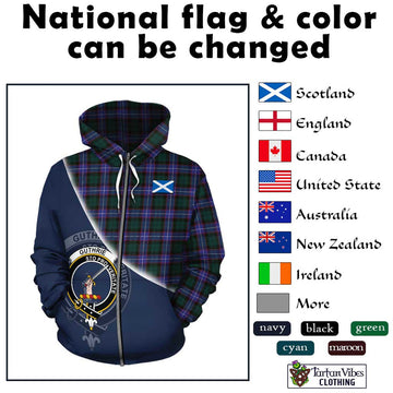 Guthrie Modern Tartan Hoodie with Personalised National Flag and Family Crest Half Style